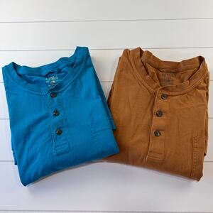 2 Redhead Henley Men’s Size 3XL 3 Button Blue & Brown Shirts